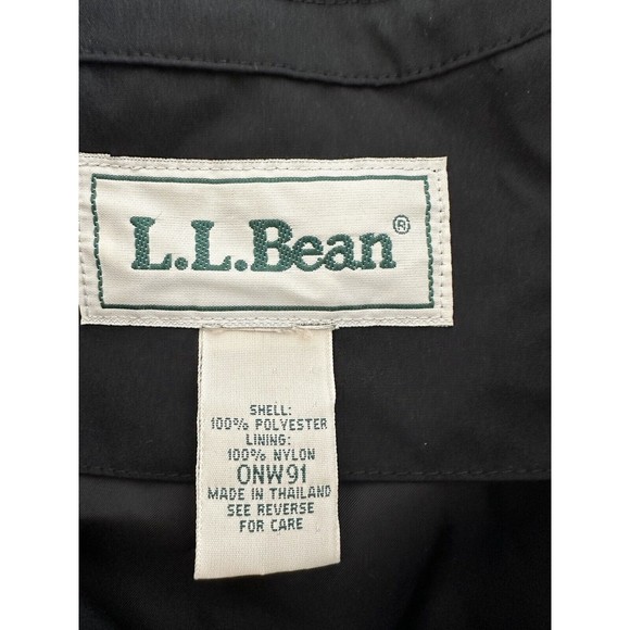 LL Bean Black Oversized Utility Jacket Women Size L Pockets Front Zipper Collar - Picture 3 of 12